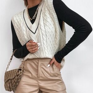 SHEIN white and black sweater vest